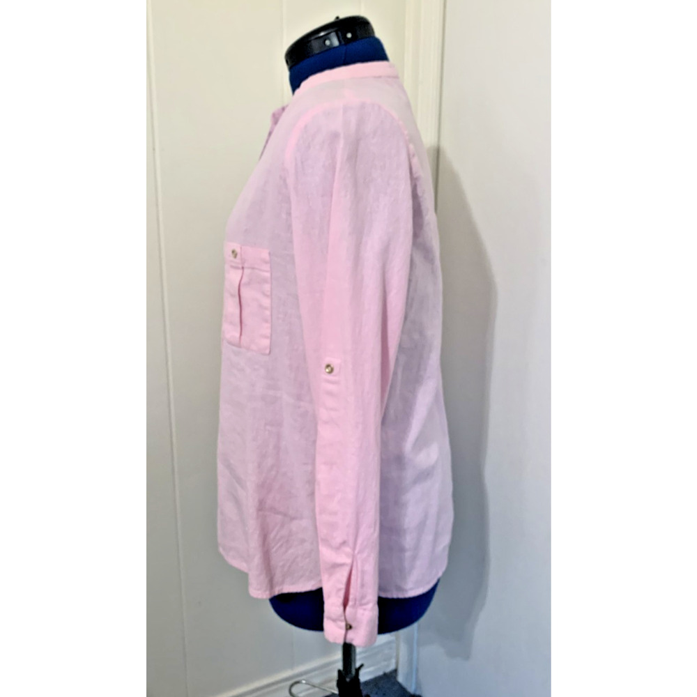 Zara Linen blend Light Pink Button-Down Shirt Size XL Beachy Resort - Picture 2 of 11